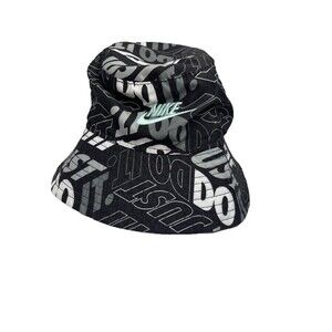 Nike Dri Fit Child’s Black And White Spellout Logo Bucket Hat UPF 40 YOUTH